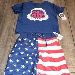 NWT OshKosh B'gosh Chill Dude Swim Wear - Blue and Red